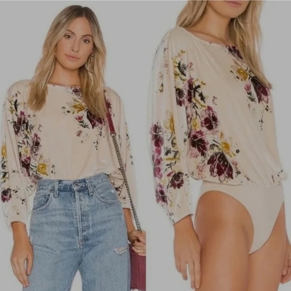 EUC🔹️XS Velvet Slouchy Babe Bodysuit in Neutral Combo - Picture 2 of 10